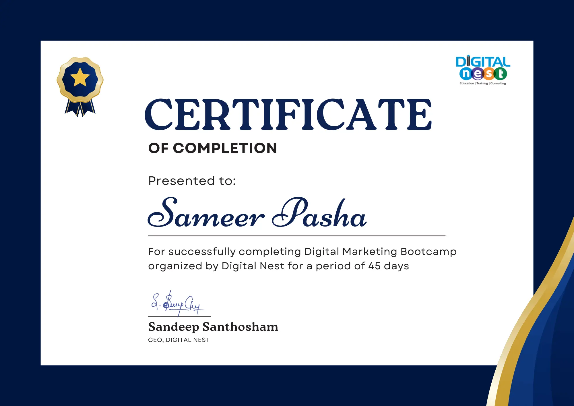 Blue and Gold Participation Certificate Landscape (1) (1)